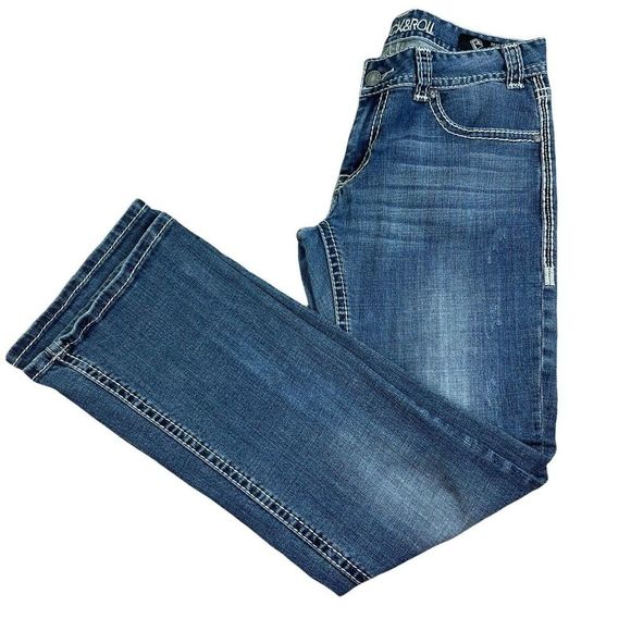 Rock & Roll Cowgirl Womens Mid Rise Bootcut Jeans Size 29 Embroidered Stretch - Picture 2 of 12